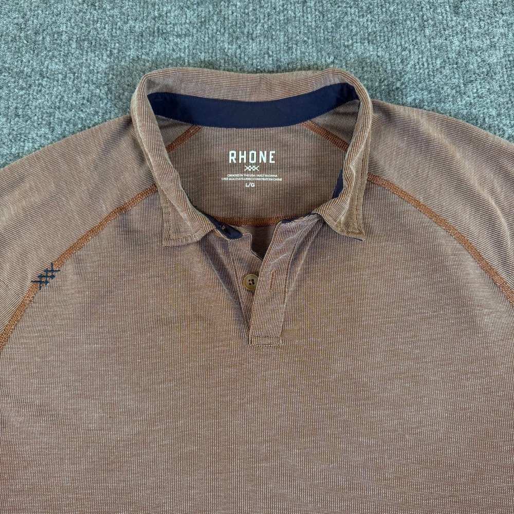 Rhone Mens Textured Short Sleeve Polo Shirt Large 101346 Raglan Tencel 3172‎